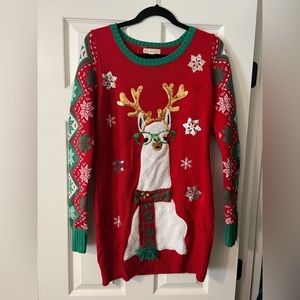 Women’s llama Christmas sweater dress size Large (slightly fitted)